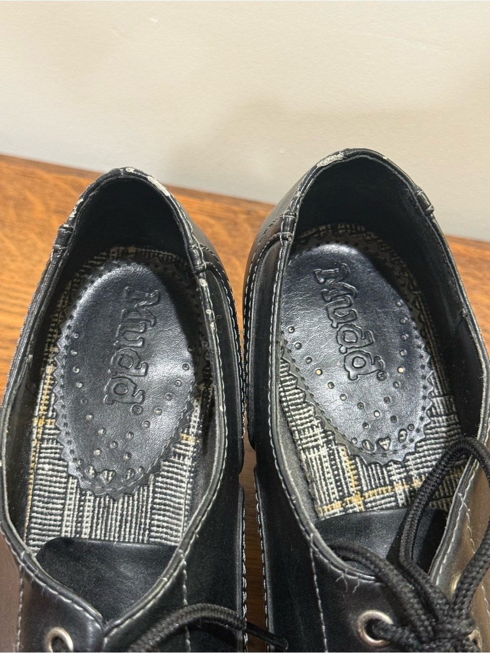 Vintage Mudd Black Lace-Up Oxford Heels | Women's 7.5 | Y2K Academic Goth - Picture 7 of 14